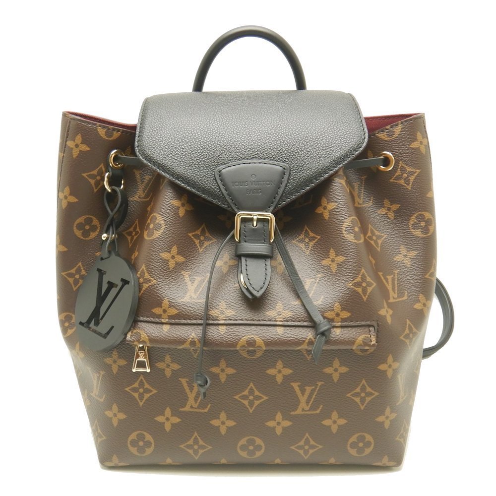 Louis Vuitton Monogram Montsouris Backpack PM Cowhide Leather Black Backpack